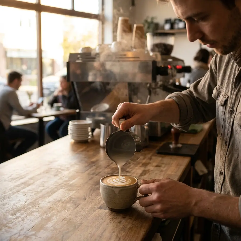 Barista pripravuje kávu