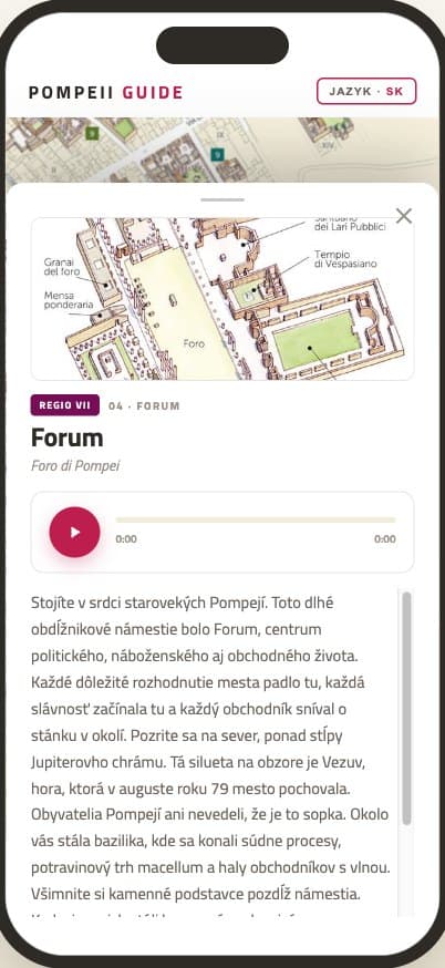 Audio prehrávač s mapou lokality